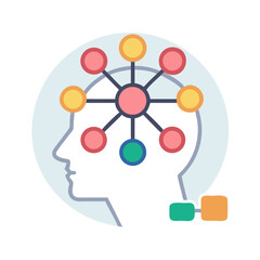Poster - Mind Map Concept: Head with Network of Connected Ideas