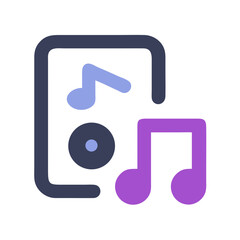 Poster - Music Player Icon with Notes for Audio Apps and Media Devices