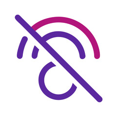 Poster - Disconnected WiFi Icon: Purple and Pink, No Signal, Black Background