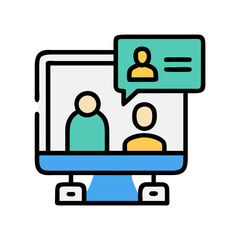 Aufkleber - Online Meeting Illustration: Remote Work, Communication, Virtual Conference, and Connection