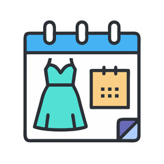 Poster - Fashion Event Calendar Icon: Dress, Date, and Special Occasion Reminder