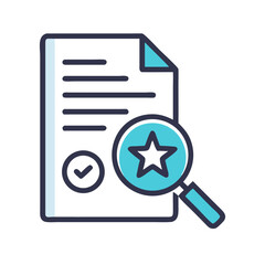 Poster - Document Review with Star Rating: Quality Check and Approval Icon