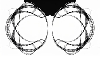 Poster - Dynamic black line art composition abstract graphic design digital artwork minimalist environment top-down view modern aesthetic