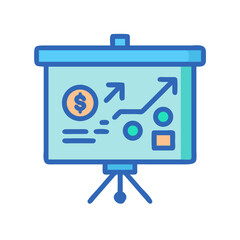 Poster - Presentation Chart Showing Growing Revenue and Profits on a Projector Screen