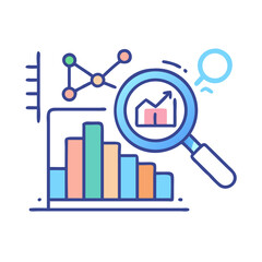 Poster - Data Analysis and Growth Visualization: Magnifying Glass Focused on Chart and Network