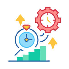 Poster - Time Management, Productivity and Efficiency Illustration with Gears and Clock