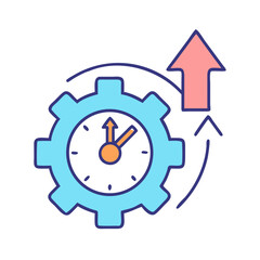 Poster - Time Management Productivity Increase: Gear, Clock and Upward Arrow Icon