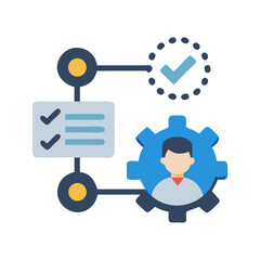 Poster - Workflow Automation Icon: Process Management, Tasks, and Efficiency Improvement Illustration