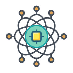 Poster - Quantum Computing and Neural Network Icon with Nodes and Interconnections