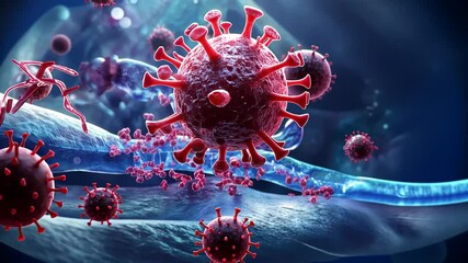 Poster - Exploring the intricate world of viruses within the human body during a microscopic adventure through immune cells and pathogens Generative AI