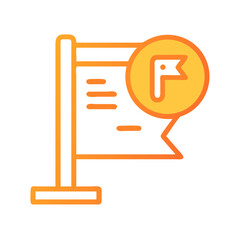 Poster - Orange Flag Icon with Circle Symbol and Text on Black Background