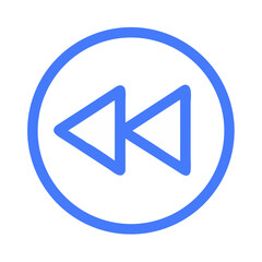 Poster - Blue Rewind Icon in Circle on Black Background for Multimedia