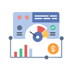 Poster - Data Analysis Dashboard with Charts, Graphs, and Financial Indicators Icon Illustration
