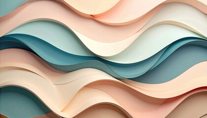 Poster - Creative wave patterns in soft pastel colors abstract art digital design studio environment close-up view visual aesthetics