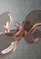Poster - Abstract Rose Gold Liquid Sculpture on Concrete Background: Modern Art
