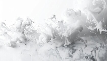 Poster - Dynamic white smoke swirls studio digital art minimalist environment close-up view abstract concept for creative design