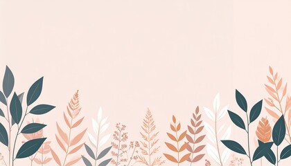 Poster - Delicate leaf patterns studio setting digital artwork minimalist environment top-down view nature aesthetic