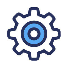 Poster - Blue Gear Icon Vector Illustration on Black Background, Settings Concept