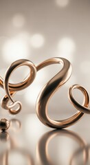Poster - Abstract Rose Gold Swirls: Elegant 3D Render of Intertwined Metallic Curves on Reflective Surface