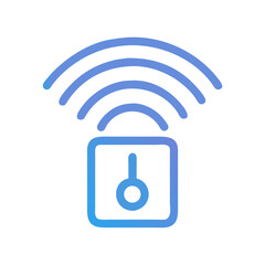 Poster - Smart Lock Icon with Signal Waves - Modern Security and IoT Concept