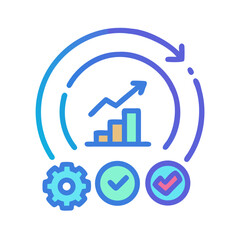 Poster - Continuous Improvement Cycle with Growth, Gear, and Checkmarks Icon Illustration