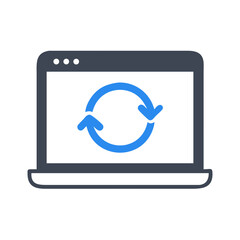 Poster - Laptop with Synchronization Icon: Data Update and Backup Concept