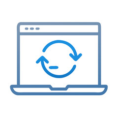 Poster - Laptop with Circular Arrows: Synchronization, Update, Refresh, Data Exchange Icon