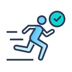 Poster - Running Man with Checkmark Icon: Task Completion, Achievement, and Success
