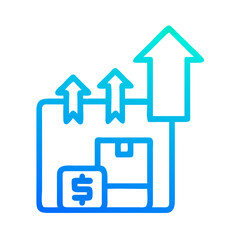 Poster - Increased sales and profits, stock rising, blue gradient icon illustration