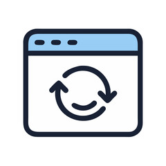 Poster - Browser window with refresh icon, website update or synchronization concept.
