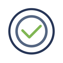 Poster - Green Check Mark Icon in Circle with Concentric Rings on Black