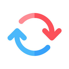 Poster - Refresh or Synchronization: Blue and Red Arrows in Circular Motion, Isolated