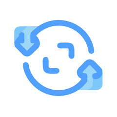 Poster - Blue Circular Arrows: Recycle, Refresh, Update, and Loop Concept on Black Background