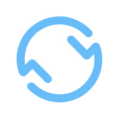Poster - Light Blue Refresh Icon on Black Background Symbolizing Renewal and Refreshment