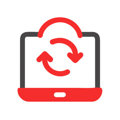 Fototapete - Tablet with Rotating Arrows Icon for Data Transfer or Sync Concept