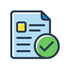 Poster - Document with Checkmark Icon - Approval, Completed Task, Validated Form