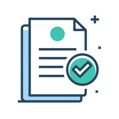 Poster - Document Approved: Icon of Completed Paperwork, Checkmark, Success Symbol