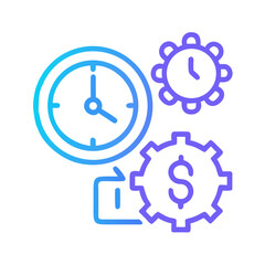 Poster - Time Management & Efficiency: Clock, Gears & Dollar Sign Concept