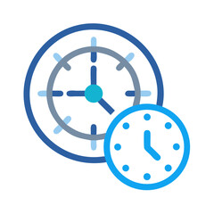 Poster - Two Clock Icon, Deadline, Schedule, and Time Management Concepts with Blue Theme
