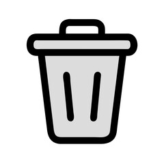 Poster - Gray Trash Can Icon Illustration on Black Background for Digital Designs