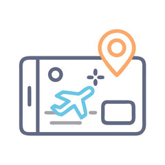 Poster - Mobile Travel App: Airplane, Location Pin, and Modern UI Design