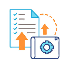 Poster - Task Completion and Project Management: Checklist, Blueprint, and Progress Arrows