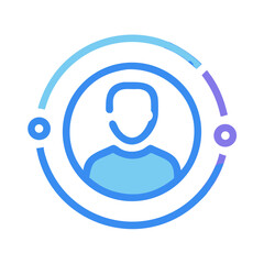 Poster - User Profile Icon with Circular Data Flow in Blue Tones