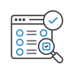 Poster - Website Checklist Verification Icon with Magnifying Glass Symbol