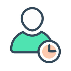 Poster - User Profile with Clock: Account Management and Scheduling Concept Icon