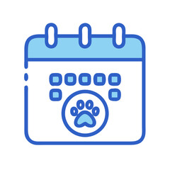 Poster - Dog Paw Calendar Icon Illustration: Pet Appointment, Veterinary Schedule, Grooming Reminder