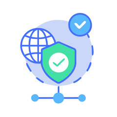 Poster - Secure Global Network: Data Protection, Cybersecurity, and Verified Connection Icon