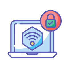 Poster - Secure WiFi Connection on Laptop with Padlock and Checkmark Icon
