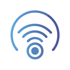 Poster - Blue Gradient WiFi Signal Icon on Black Background - Wireless Connection