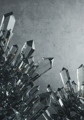 Poster - Crystalline Structure Against Concrete: A Study in Grey Hues and Geometric Precision